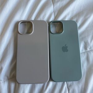 Apple Silicone Cases for iPhone 15pro - Gray and Green